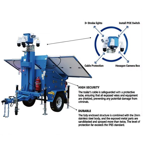 Solar Powered Portable Light Towers Disaster Relief Operations High Efficiency Mobile LED Light Tower