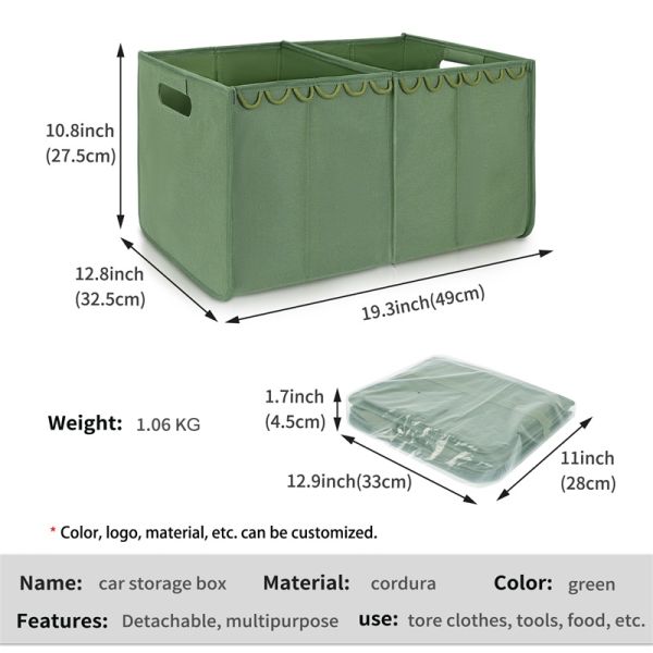 Collapsible Trunk Storage Tote Luggage Storage For Suv Two Compartments Foldable 36x4x9"