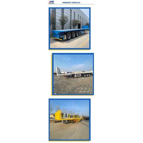 Customizable 3 Axles Flatbed Semi Trailer For Container Transport 13T