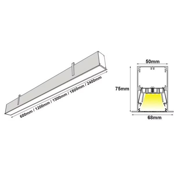 240V Dimmable Recessed LED Linear Light IP65 Waterproof ODM