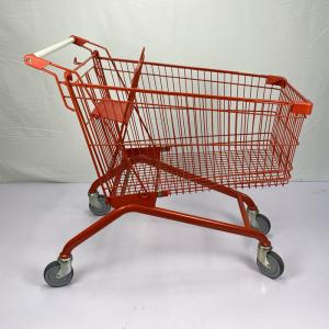 Buy cheap Large Capacity 180L Steel Shopping Cart European Style Red Custom Shopping Trolley Cart product