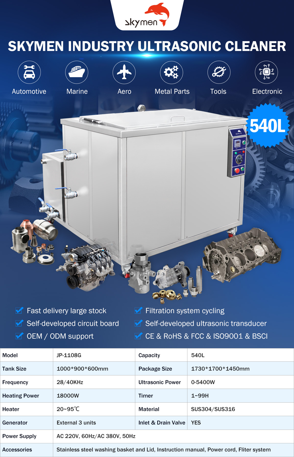 Mechanical Industrial Ultrasonic Cleaner With 1-99 Hours Timer