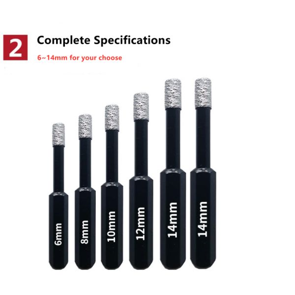 Hexagon Diamond Burr Drill Bits For Stone Ceramics Drilling