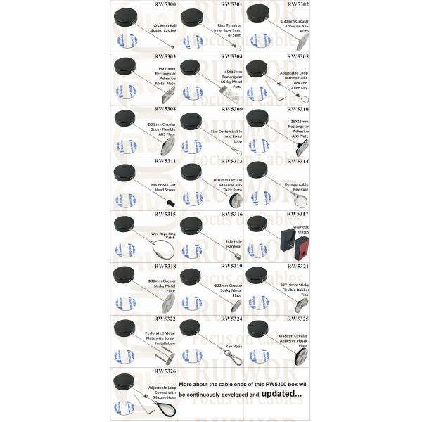 RW5305 Round Security Display Tether Plus Adjustalbe Lasso Loop End By Small Lock And Allen Key
