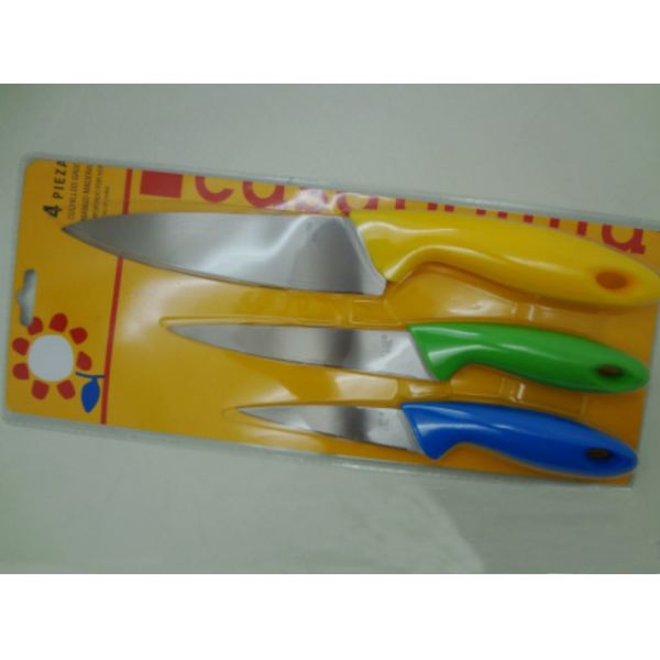 Colorful PP Handle Kitchenware Knife Set Of 3pieces For Kitchen Knife
