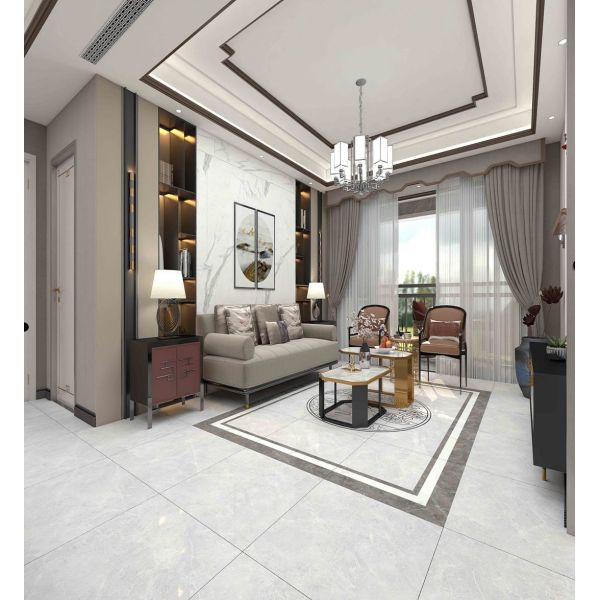 Hot Selling 800x800mm Full Body Marble Tiles Dark Light Grey White Glossy Polished Glazed Porcelain Flooring Tiles High Quality