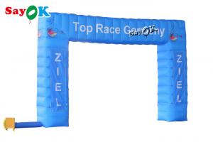 China Inflatable Rainbow Arch 4x3m Blue Oxford Cloth Inflatable Race Arch With Air Blower Logo Printing on sale
