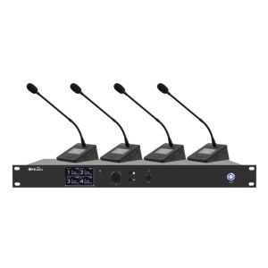 Wireless Microphone System Physical Button UHF 4 Channel Lecture Desktop