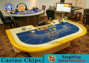 China Fiber Fireproof Board Baccarat Gambling Poker Table 3m³ With Wooden Pedestal Leg on sale