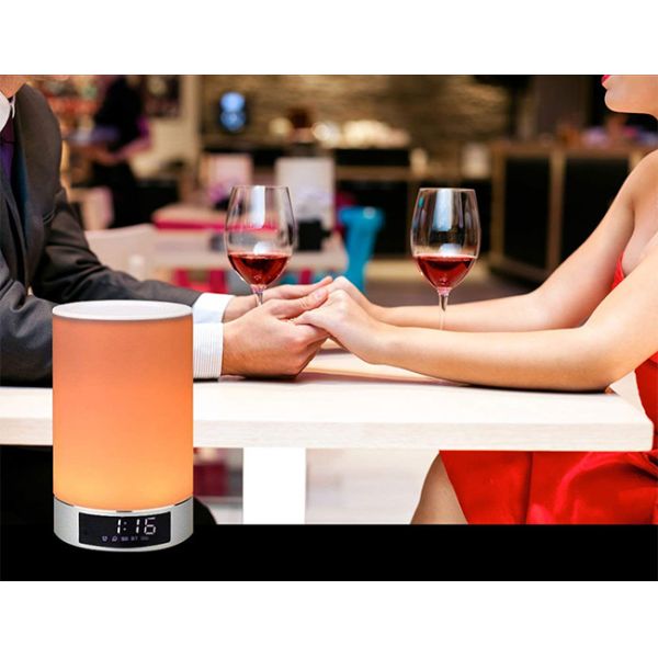Bedside Bluetooth Speaker Alarm Clock With Gradient Changing Colorful Night Light