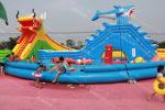 0.9mm PVC Kids Inflatable Water Amusement Park Dragon And Shark Style