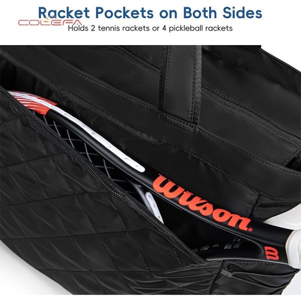 New Polyester Multi-Functional Tennis Tote Bag with Shoe Compartment Extra-Large Quilted Pickleball Bag Universal Sports Bag