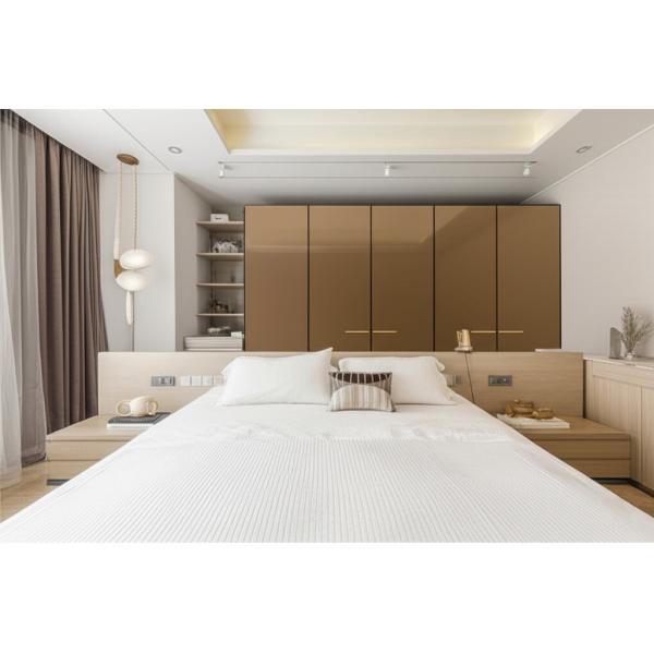 MJMFD CYLD-001 Customizable ENF Grade Shaker Style PVC Wardrobe Door Panel｜22mm Particle Board with Aluminum Frame｜Modern Flat Panel Design for