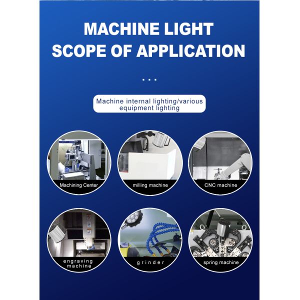 IP65 Waterproof LED Machine Light with 50,000-Hour Lifespan and Flexible Swing Arm for Industrial Applications