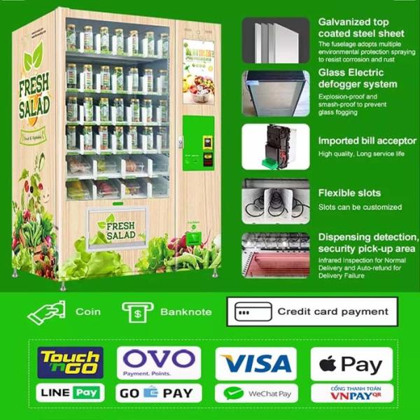 Salad Fruit 6 Layers Automatic Vending Machine Huge Capacity With Lift System