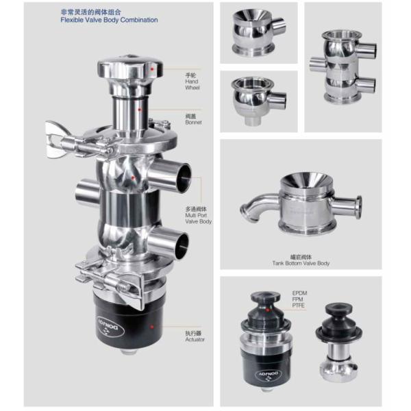 SS316 Multiport Radial Diaphragm Valve with manual / pneumatic interchangeable