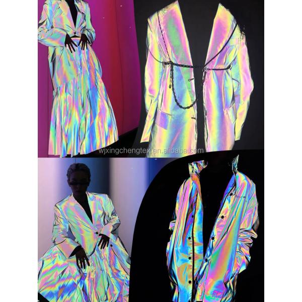 Polyester Jacket Fabric Taffeta Reflective Light Sun Light Cloth Technics Woven For Coat