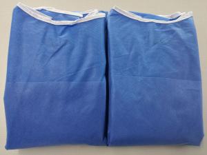 Anti Dust Blue Disposable Hospital Gowns , Safety Protective Clothing