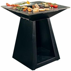 China Black Painted Wood Burning Outdoor Cooking Square Steel Fire Pit Bbq Grill on sale