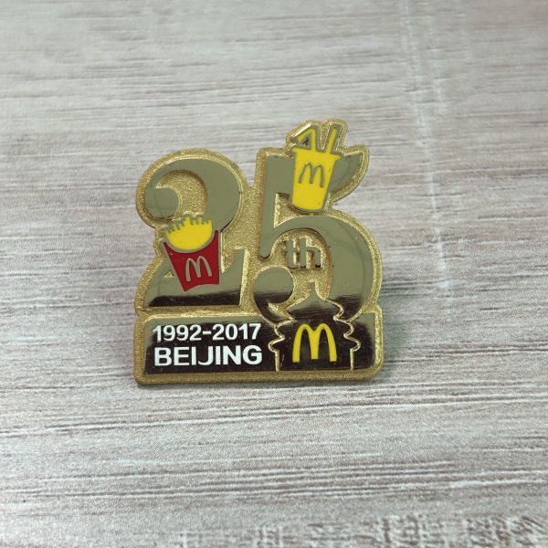 Rare McDonald's 25th Anniversary Beijing Collectible Pin, Vintage Fast Food Souvenir Badge