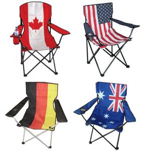 China Customizable Logo Countries Flag Printed Folding Metal Camping Beach Chair Wholesale Factory Aluminum Foldable on sale