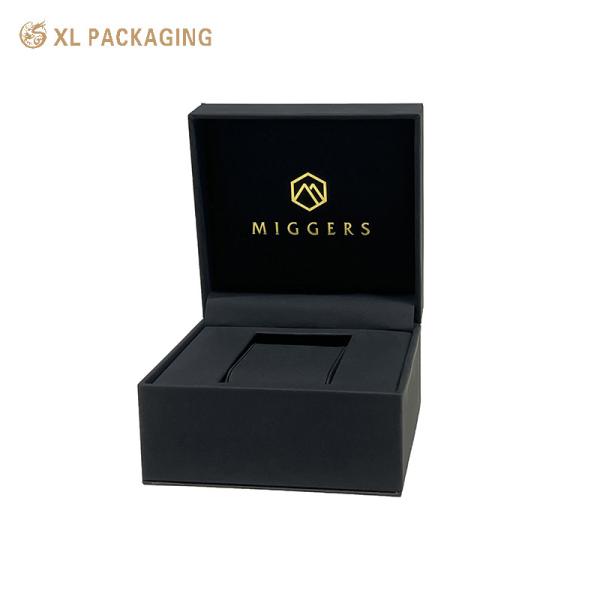 Luxury Custom Logo Black Cardboard Paper Gift Packaging Watch Gift Boxes With Leather