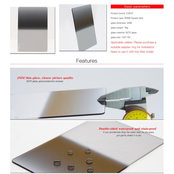 Ultra Thin Optical Glass Square Camera Lens Filters For Photography Waterproof Filter