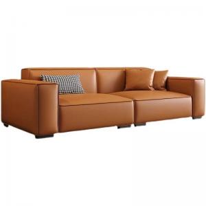 Buy cheap Leather Custom Sofa Bed Straight Row Minimalist Living Room Head Layer Cowhide Caramel Color product