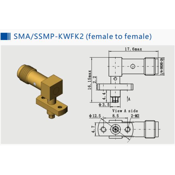 2 Holes Flange Mount SMA Female/Jack To Mini SMP (SMPM, SSMP) Female / Jack Adapters Up To 18GHz