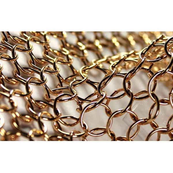 Polished Electroplated Metal Ring Mesh For Decorative Application