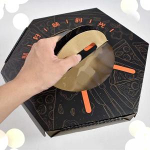 China Custom Octagonal Pizza Box With Handle Paper Disposable on sale