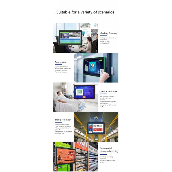 8 Inch Wall Mount Android Tablet with 10-Point Capacitive Touch, PoE, and NFC for Meeting Room Booking