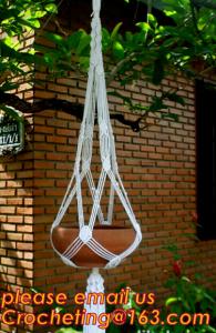 China Wholesale 4 Sets colorful Macrame Plant Hanger Indoor Outdoor Hanging Planter Basket Cotton Rope 4 Legs 40 Inch--Pink on sale
