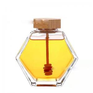 China 250ml Clear Food Glass Jar Bamboo Lid For Holding Honey Storage on sale