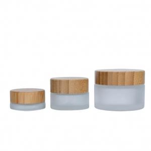 China 50g 61.3mm Cosmetic Bamboo Bottle Cosmetic Glass Jar Sustainable Packaging on sale