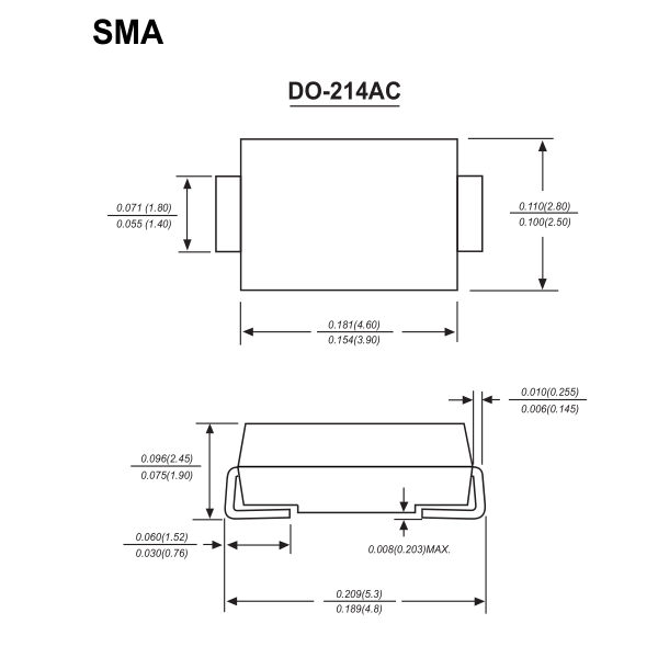1 Amp Surface Mount Schottky Barrier Diode SS12-SS110 With High Efficiency