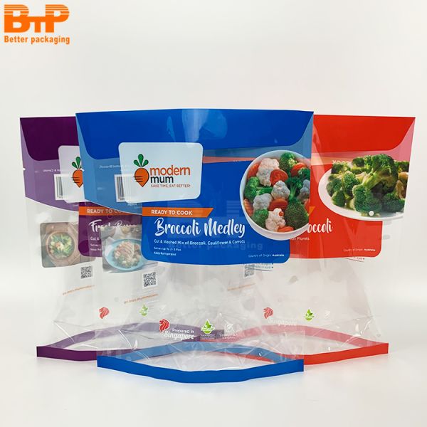 Custom logo Printed Fruit Food Packaging Bag Fresh Vegetable Standing up Pouch of pp Recycle Plastic Bags