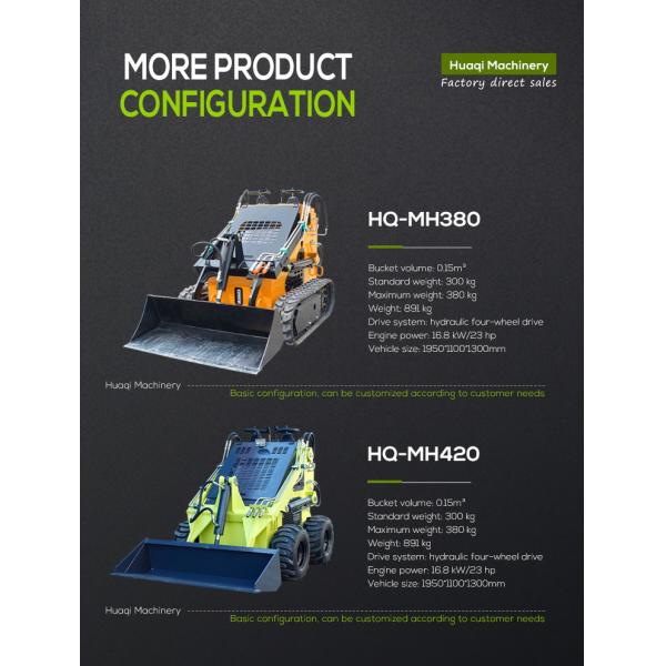 200kg Rated Loading YUNNEI Engine Mini Skid Steer Loader for Electric and Diesel Work