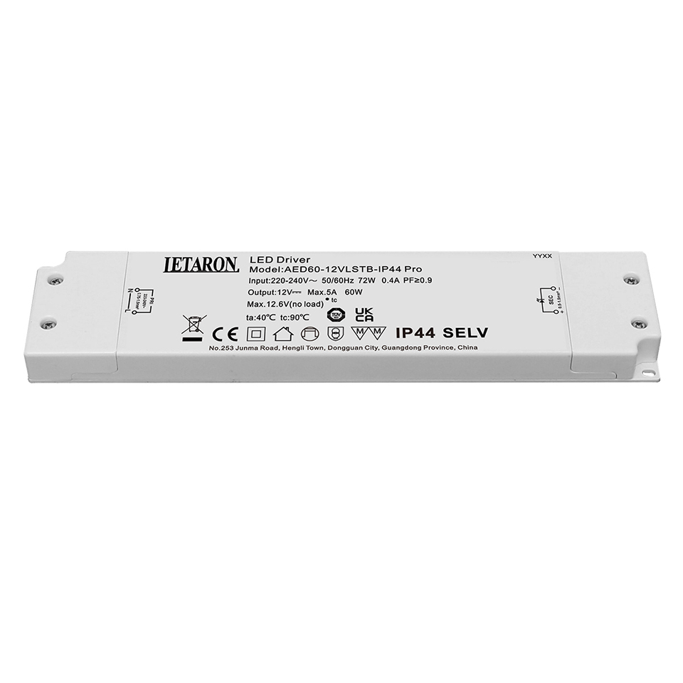 Class II 60W IP44 Flicker-free Letaron LED Driver for Mirror LED Strip Light