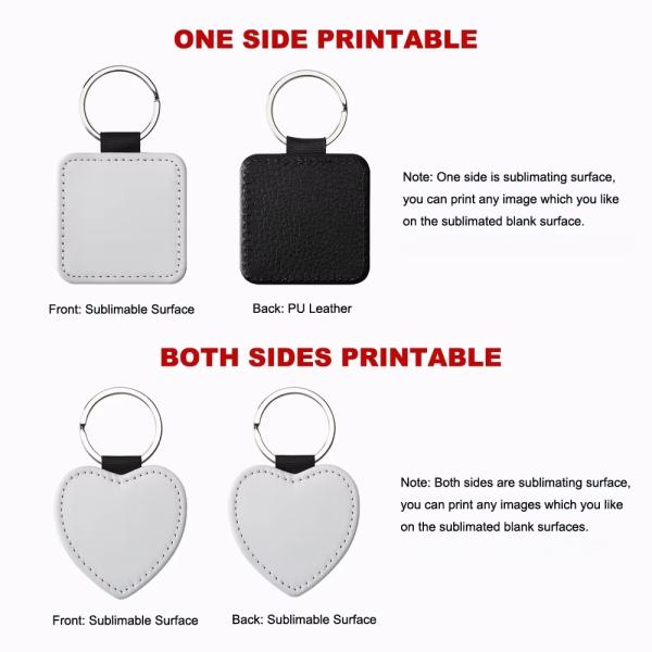 Custom Printing PU Leather Sublimation Keychain Blanks Heat Transfer Key Rings