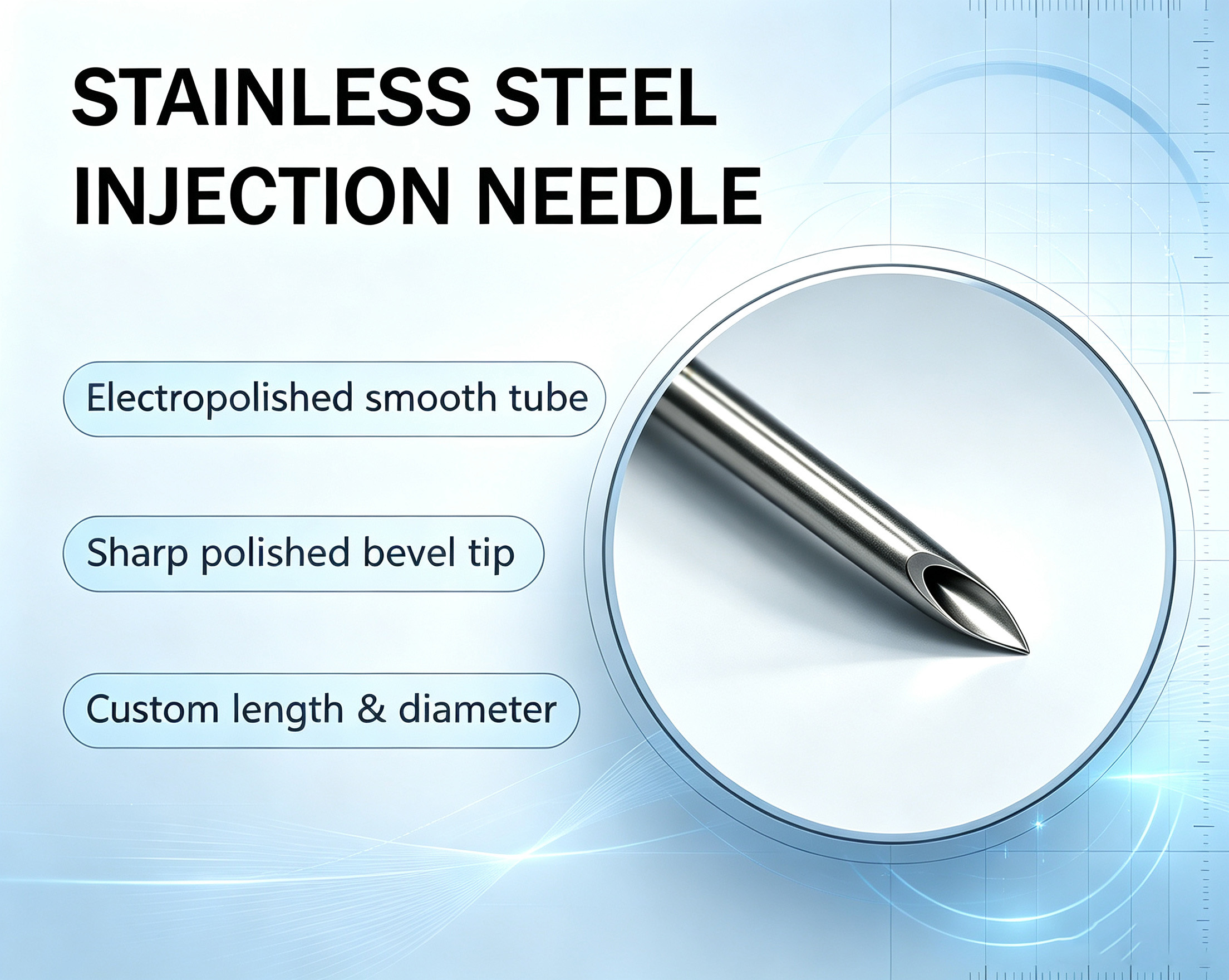 Customized Precision Lancet Tip Piercing Injection Needle For Liquid Delivery