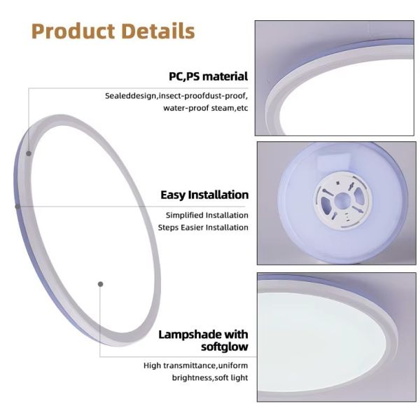 24W Ultra Thin LED Round Ceiling Light Remote Control Flush Mount For Living Room