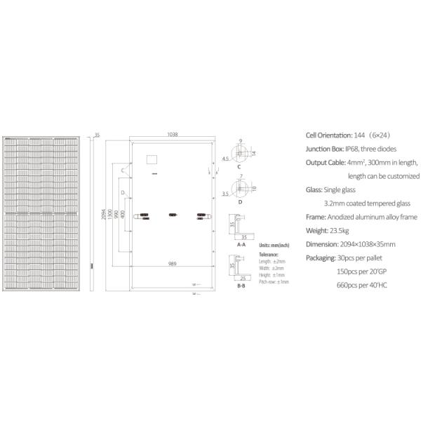BSM455M-72HPH 455w Half Cell Solar Panels Monocrystalline Solar Panel Perc 455w Solar Panel Price