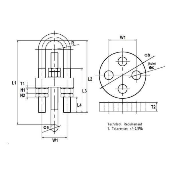 Dog Bone Shackle Tensioner U-Adjuster U-Bolt