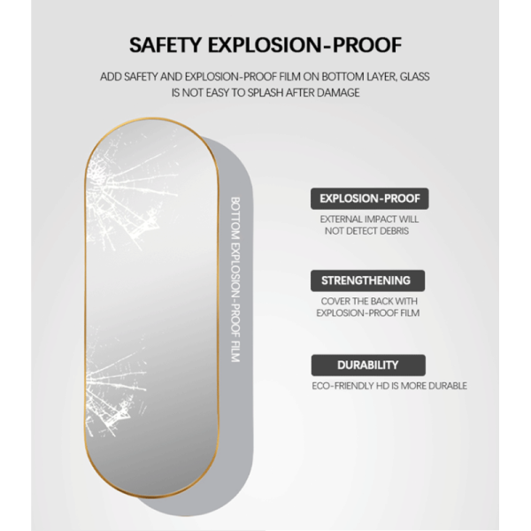Aluminum Frame Minimalist Full Length Mirror Runway Shape Ledge Standing Dressing Mirror
