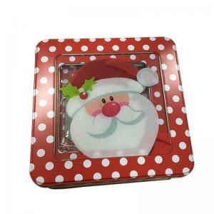 Buy cheap Empty Christmas Tin Gift Box Square Cookie Tins with Window Holiday Decorative Tins with Lids product