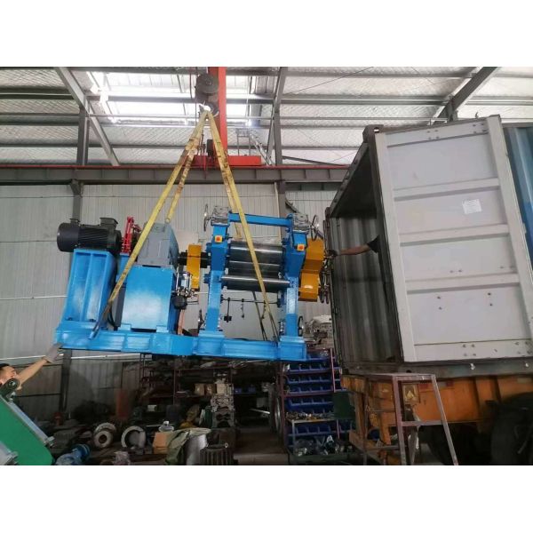 Rubber mixing mill side view with control panel