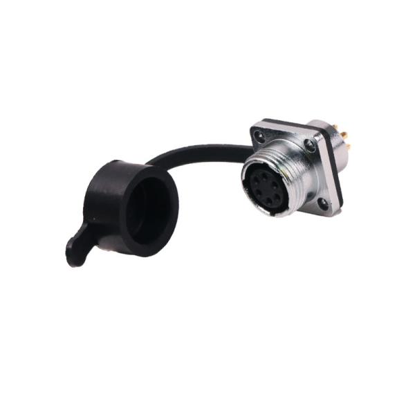 Metal Shielded 6 Pin Waterproof Connector , Female Panel Mount Connector With Solder