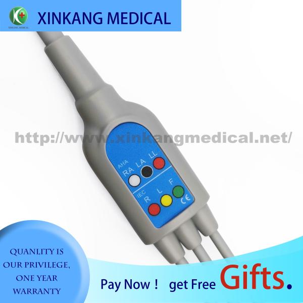 Medical Mindray ECG Cable 3 Lead 12 Pin Class II with Snap Button