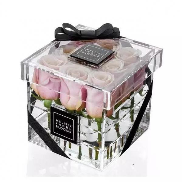 Quality Factory Price Clear Acrylic Box OEM/ODM Transparent Preserved Rose Acrylic Box With Drawer rose gift for sale
